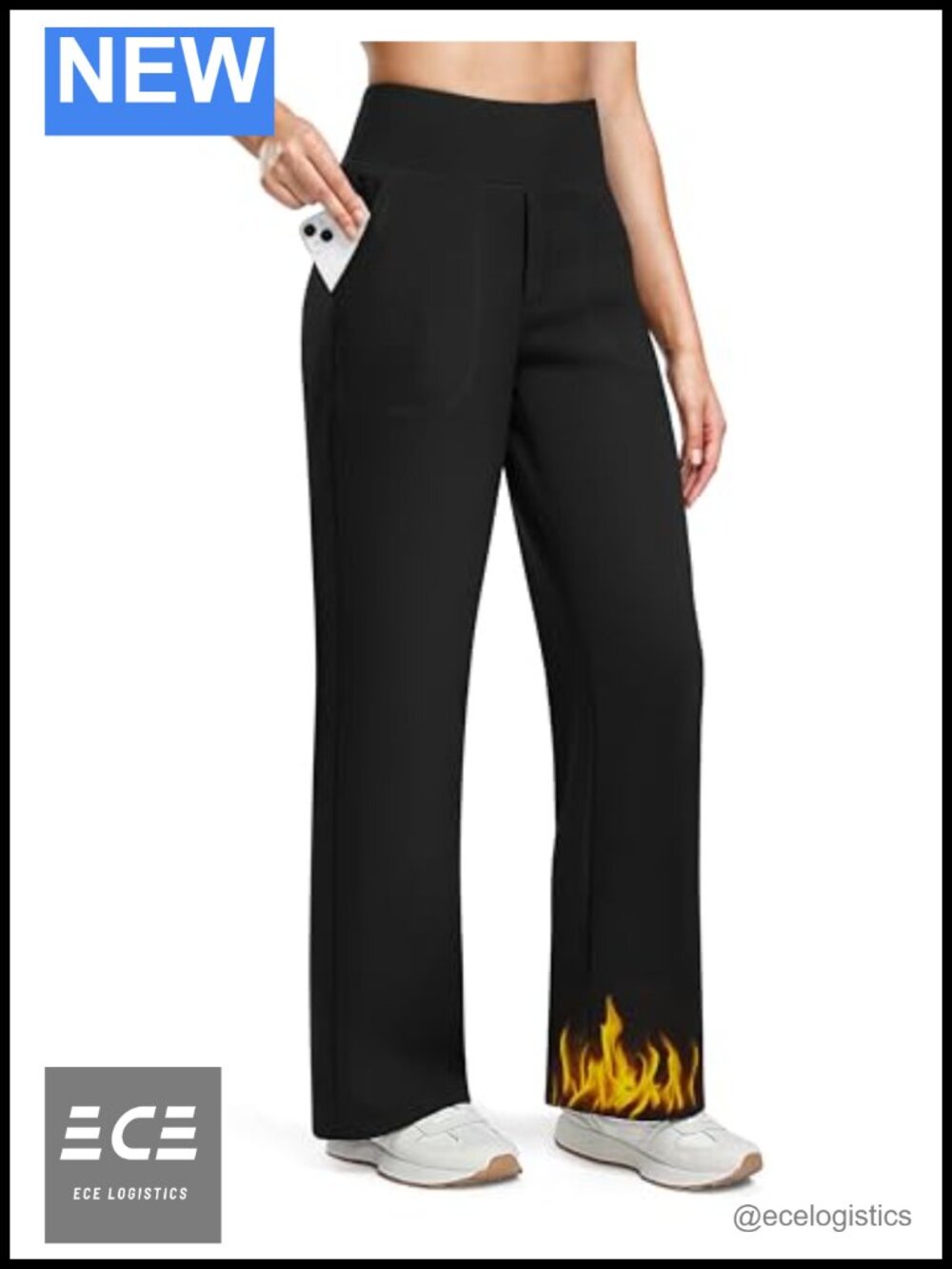 Fleece Lined Straight Leg Yoga Dress Pants High Waisted Wide Leg Work Pants